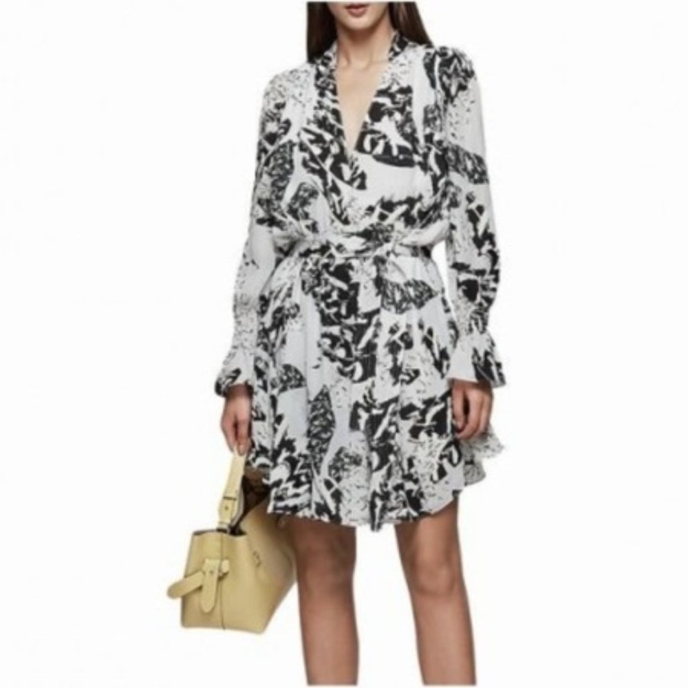 Reiss Serenella Long Sleeve V-Neck  Dress Size 8